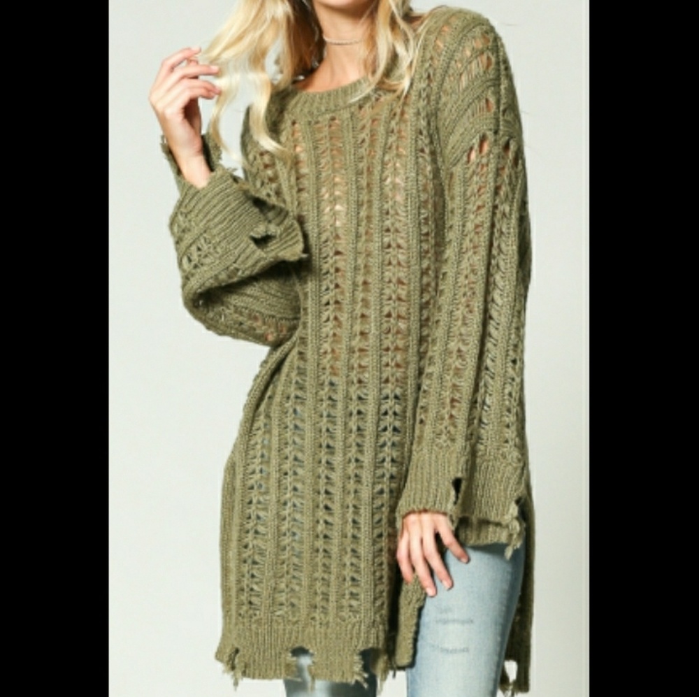 🔥SALE!🔥🍁NEW🍁KYE MI💥DISTRESSED SWEATER TUNIC💥